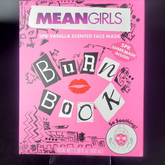 Mean Girls Pink Burn Book‎ 5 Pack Vanilla Scented Face Mask Lindsay Lohan NIB - Picture 3 of 5